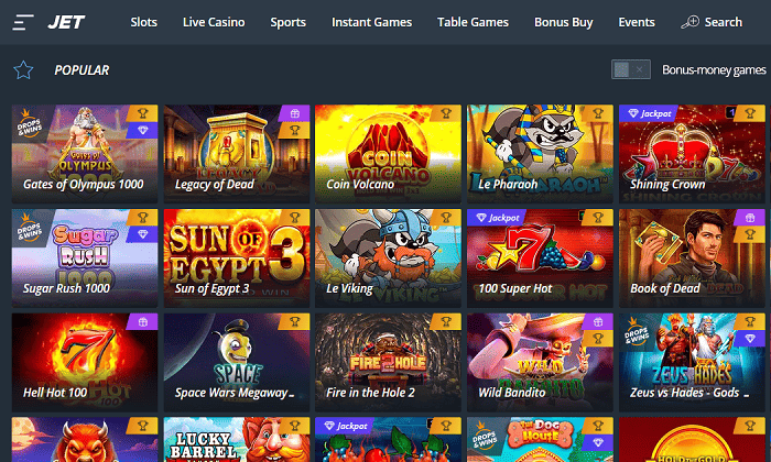 Jet Casino Games and Free Spins Bonus 