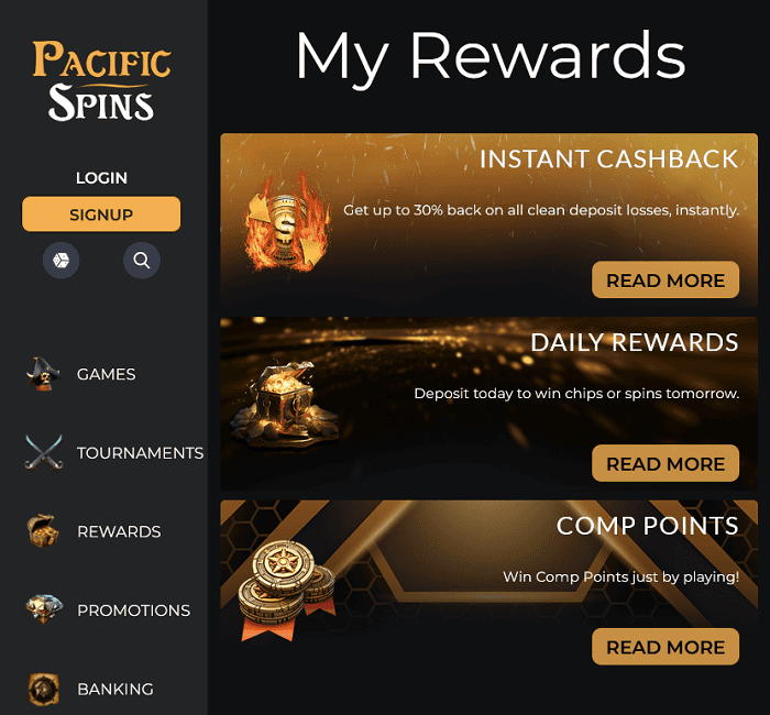 Pacific Spins Exclusive No Deposit Bonus 